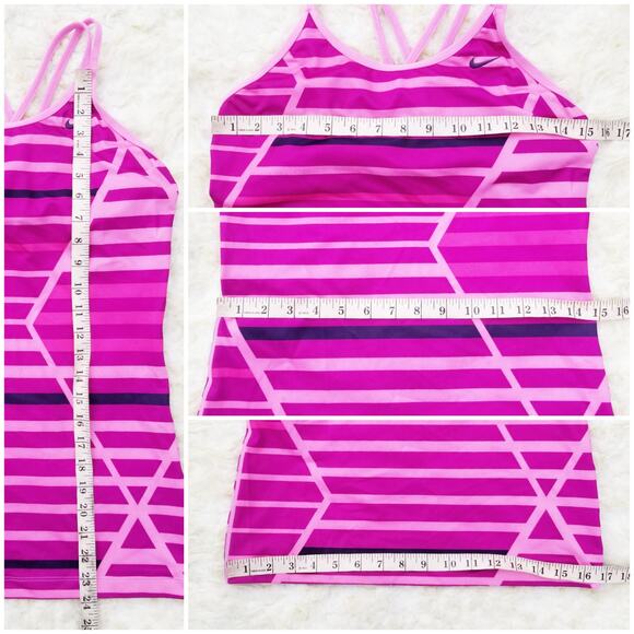 Pink Stripe Tank Strappy Nike Size M Purple Stripe Top Crisscross Racer Back - Picture 6 of 10